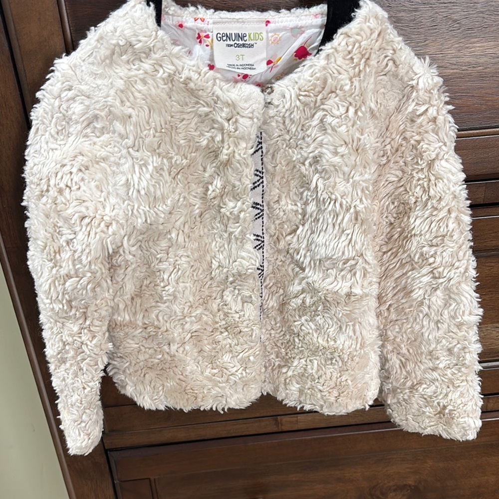 Kids Cream Faux Fur Jacket